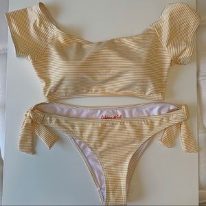 NWOT Cabana Del Sol | Yellow Striped Bikini